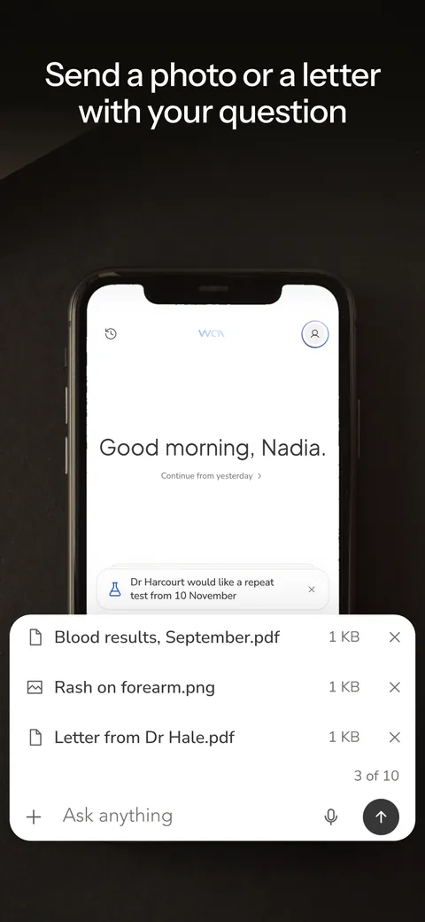 The wai Profile app. Show your doctor a photo of what worries you.