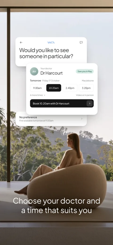 The wai Profile app. See your own doctor at a time that suits you.