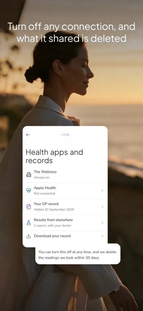 The wai Profile app. You decide what your doctor sees, and can delete it at any time.